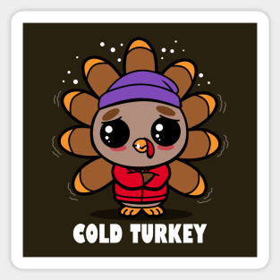 Cold Turkey Funny Kawaii Cute Sick Turkey Cartoon Sticker